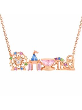 Disneyland inspired Rose Gold Multicolor Park Charm Necklace